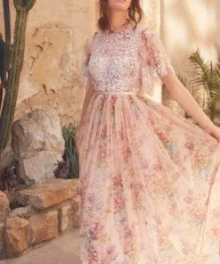 Needle & Thread Holding LTD Floral Diamond Bodice Maxi Dress Womenswear