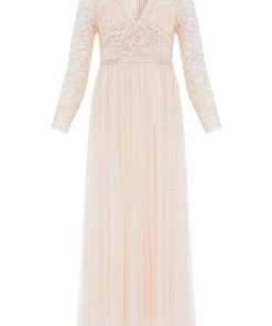 Needle & Thread Holding LTD Amalie Bodice Long Sleeve V-Neck Ankle Gown Womenswear