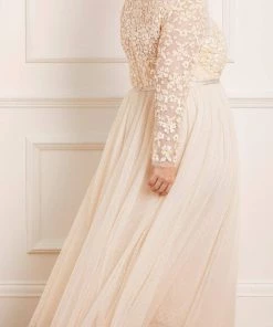 Needle & Thread Holding LTD Amalie Bodice Long Sleeve V-Neck Ankle Gown Womenswear