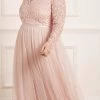 Needle & Thread Holding LTD Amalie Bodice Long Sleeve V-Neck Ankle Gown