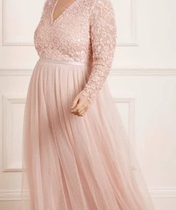 Needle & Thread Holding LTD Amalie Bodice Long Sleeve V-Neck Ankle Gown