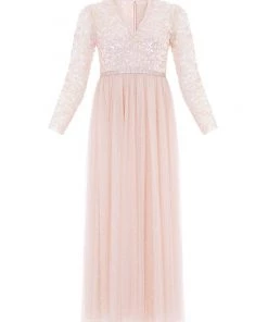 Needle & Thread Holding LTD Amalie Bodice Long Sleeve V-Neck Ankle Gown