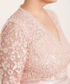 Needle & Thread Holding LTD Amalie Bodice Long Sleeve V-Neck Ankle Gown