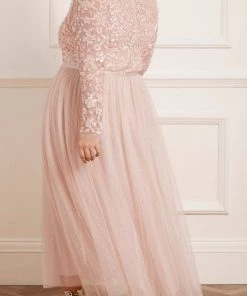 Needle & Thread Holding LTD Amalie Bodice Long Sleeve V-Neck Ankle Gown