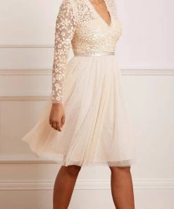 Needle & Thread Holding LTD Amalie Bodice Long Sleeve V-Neck Midi Dress