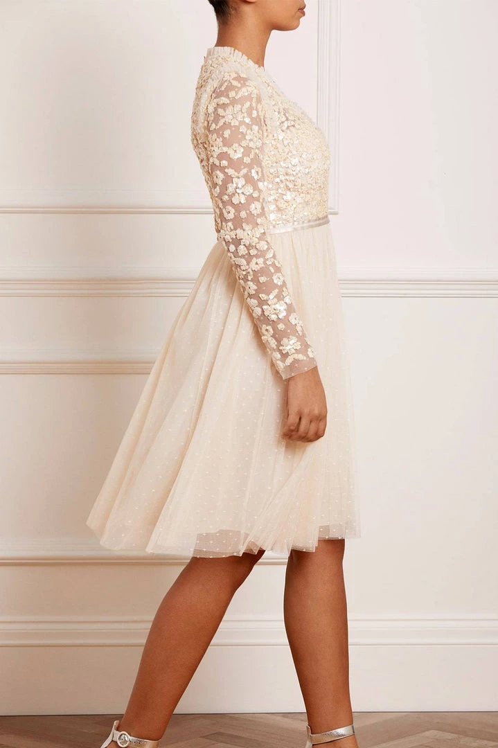 Needle & Thread Holding LTD Amalie Bodice Long Sleeve V-Neck Midi Dress 6 Needle & Thread Holding LTD Amalie Bodice Long Sleeve V-Neck Midi Dress