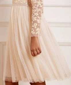 Needle & Thread Holding LTD Amalie Bodice Long Sleeve V-Neck Midi Dress 14 Needle & Thread Holding LTD Amalie Bodice Long Sleeve V-Neck Midi Dress