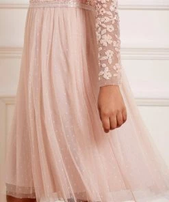 Needle & Thread Holding LTD Womenswear Amalie Bodice Long Sleeve V-Neck Midi Dress