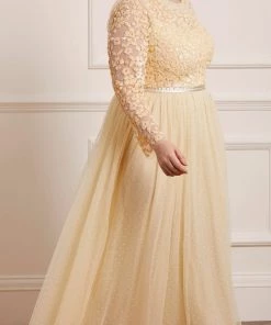 UK Needle & Thread Holding LTD Womenswear Amalie Bodice Long Sleeve Ankle Gown