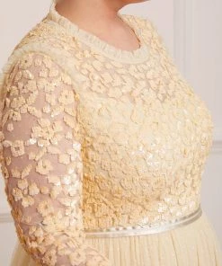 UK Needle & Thread Holding LTD Womenswear Amalie Bodice Long Sleeve Ankle Gown