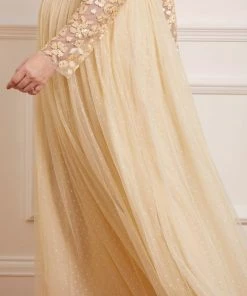 UK Needle & Thread Holding LTD Womenswear Amalie Bodice Long Sleeve Ankle Gown