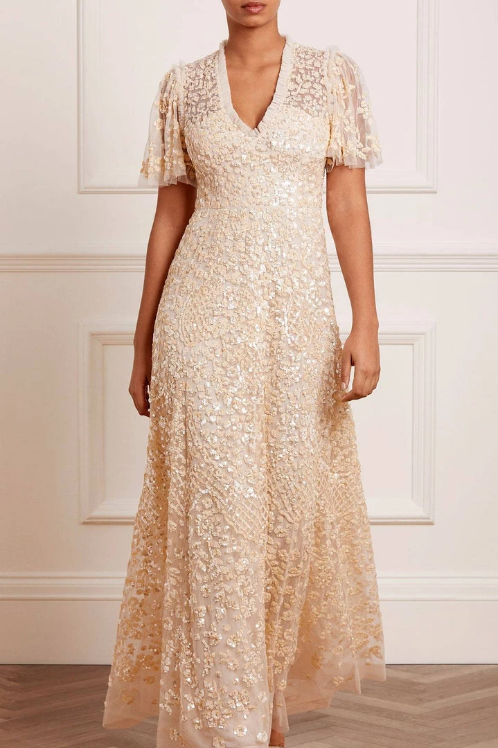 Needle & Thread Holding LTD Womenswear Amalie Sequin V-Neck Gown 5 Needle & Thread Holding LTD Womenswear Amalie Sequin V-Neck Gown