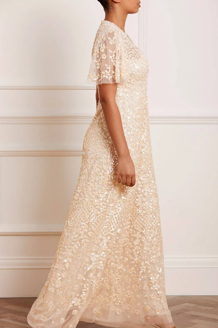 Needle & Thread Holding LTD Womenswear Amalie Sequin V-Neck Gown 6 Needle & Thread Holding LTD Womenswear Amalie Sequin V-Neck Gown