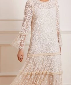 Needle & Thread Holding LTD Annie Sequin Tiered Ankle Gown 14 Needle & Thread Holding LTD Annie Sequin Tiered Ankle Gown