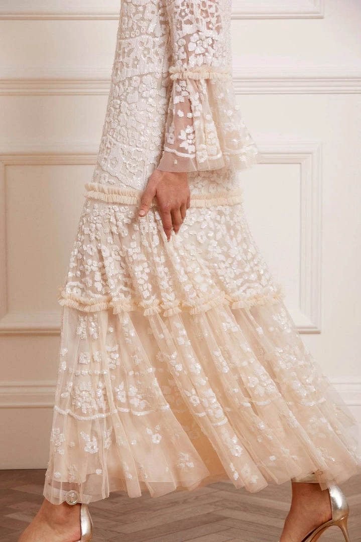 Needle & Thread Holding LTD Annie Sequin Tiered Ankle Gown 8 Needle & Thread Holding LTD Annie Sequin Tiered Ankle Gown