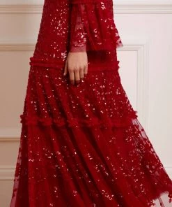 Needle & Thread Holding LTD Annie Sequin Tiered Ankle Gown