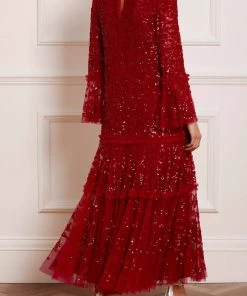 Needle & Thread Holding LTD Annie Sequin Tiered Ankle Gown