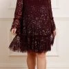 Needle & Thread Holding LTD Annie Sequin Tiered Mini Dress
