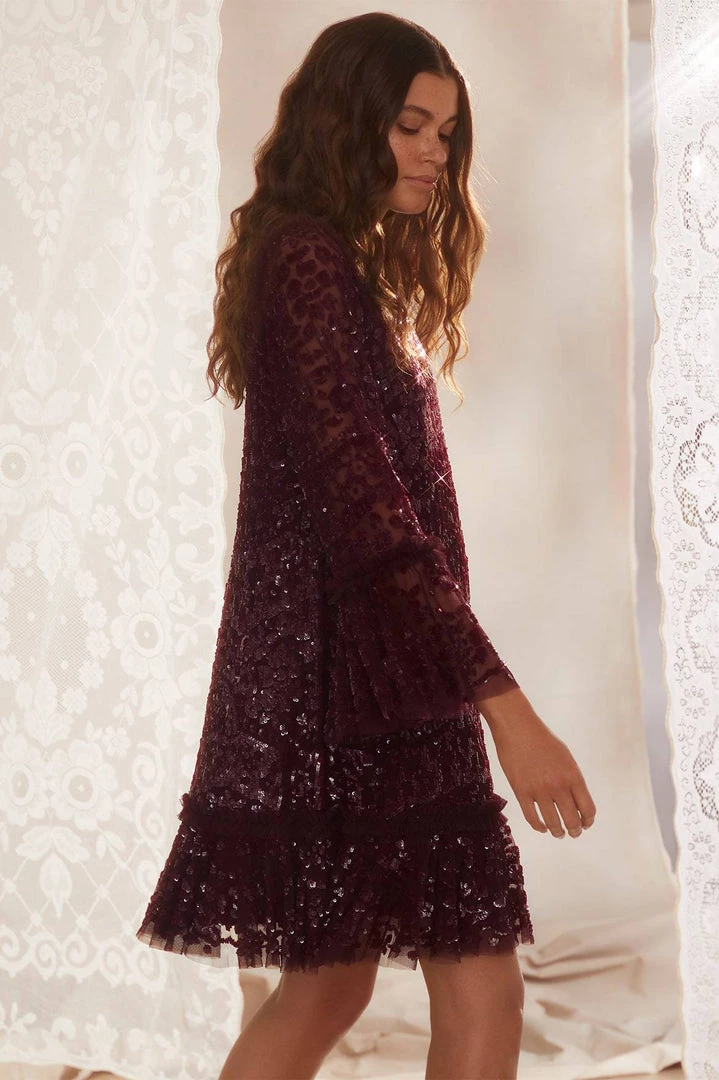 Needle & Thread Holding LTD Annie Sequin Tiered Mini Dress 10 Needle & Thread Holding LTD Annie Sequin Tiered Mini Dress