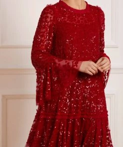 Needle & Thread Holding LTD Annie Sequin Tiered Mini Dress