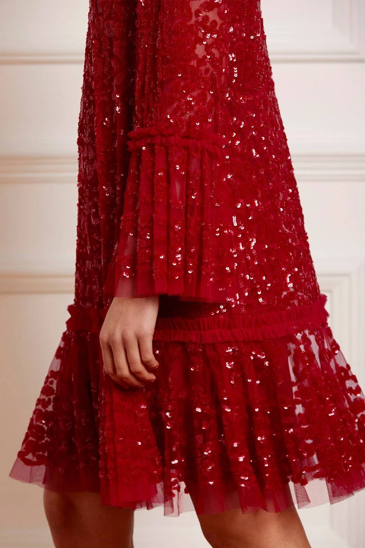 Needle & Thread Holding LTD Annie Sequin Tiered Mini Dress 6 Needle & Thread Holding LTD Annie Sequin Tiered Mini Dress