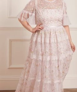 Needle & Thread Holding LTD Womenswear Araminta Lace Round Neck Gown