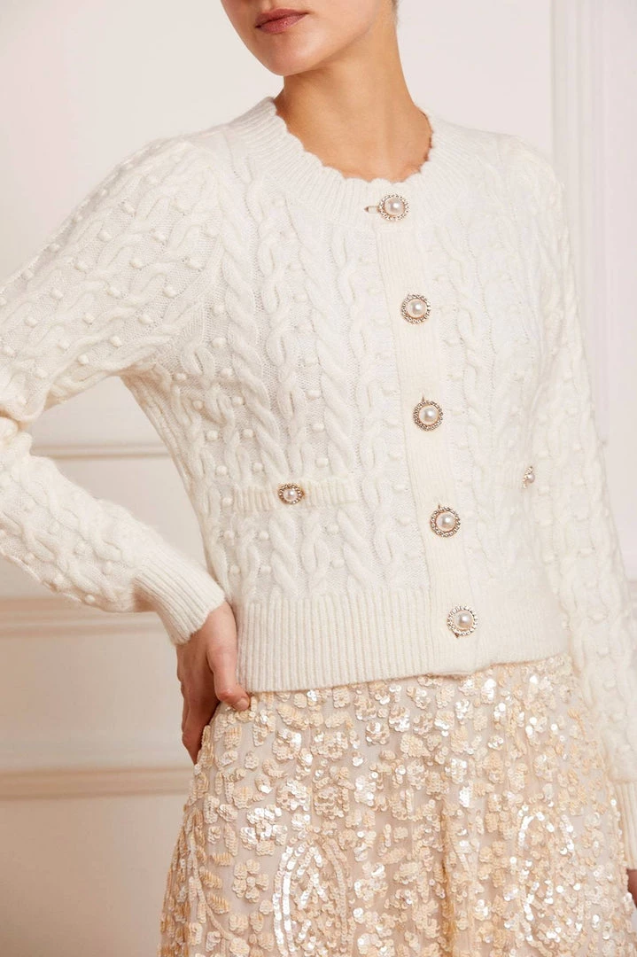 Needle & Thread Holding LTD Cable Bobble Short Cardigan 11 Needle & Thread Holding LTD Cable Bobble Short Cardigan