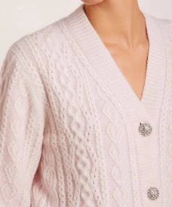 Needle & Thread Holding LTD Cable Jewelled Button Longline Cardigan