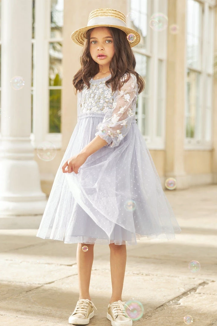 Needle & Thread Holding LTD Camellia Ditsy Bodice Long Sleeve Kids Dress 3 Needle & Thread Holding LTD Camellia Ditsy Bodice Long Sleeve Kids Dress