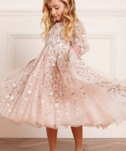 Needle & Thread Holding LTD Camellia Ditsy Long Sleeve Kids Dress