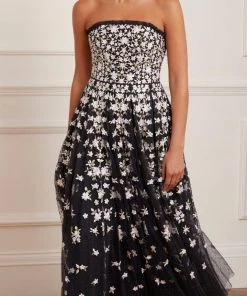 Needle & Thread Holding LTD Camellia Ditsy Strapless Ankle Gown