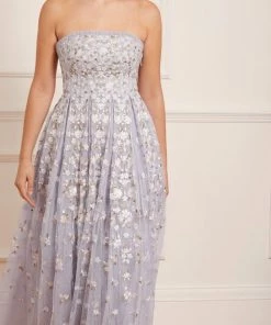 Needle & Thread Holding LTD Camellia Ditsy Strapless Corset Ankle Gown Womenswear