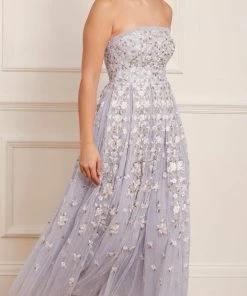 Needle & Thread Holding LTD Camellia Ditsy Strapless Corset Ankle Gown Womenswear