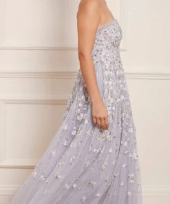 Needle & Thread Holding LTD Camellia Ditsy Strapless Corset Ankle Gown Womenswear