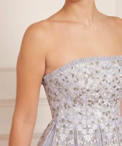 Needle & Thread Holding LTD Camellia Ditsy Strapless Corset Ankle Gown Womenswear