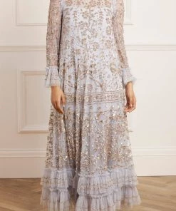 Needle & Thread Holding LTD Womenswear Celia Long Sleeve Ankle Gown