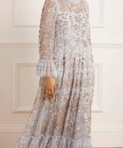 Needle & Thread Holding LTD Womenswear Celia Long Sleeve Ankle Gown