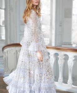 Needle & Thread Holding LTD Womenswear Celia Long Sleeve Ankle Gown