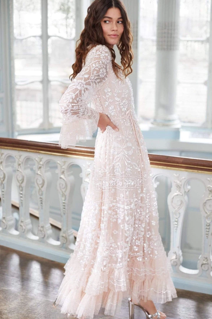 Needle & Thread Holding LTD Celia Long Sleeve Ankle Gown Womenswear 12 Needle & Thread Holding LTD Celia Long Sleeve Ankle Gown Womenswear