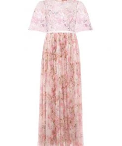 Needle & Thread Holding LTD Darling Meadow Sequin Bodice Short Sleeve Ankle Gown