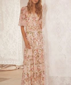 Needle & Thread Holding LTD Enchanted Meadow Sequin V-Neck Gown