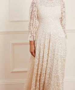 Needle & Thread Holding LTD Womenswear Filigree Lace Sequin Ankle Gown