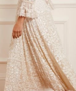 Needle & Thread Holding LTD Womenswear Filigree Lace Sequin Ankle Gown