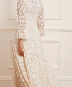 Needle & Thread Holding LTD Womenswear Filigree Lace Sequin Ankle Gown