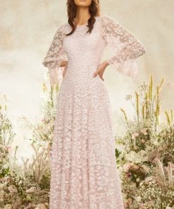 Needle & Thread Holding LTD Filigree Lace Sequin Ankle Gown Womenswear