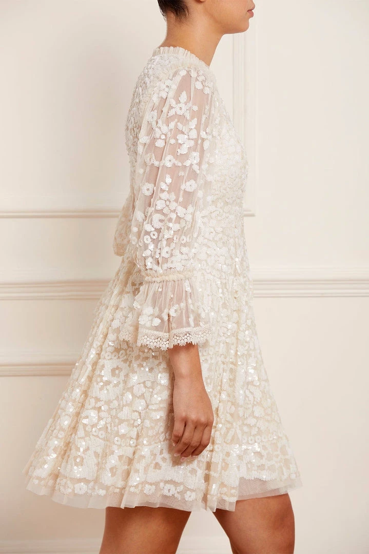 Needle & Thread Holding LTD Womenswear Filigree Lace Sequin Mini Dress 6 Needle & Thread Holding LTD Womenswear Filigree Lace Sequin Mini Dress