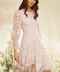 Needle & Thread Holding LTD Womenswear Filigree Lace Sequin Mini Dress