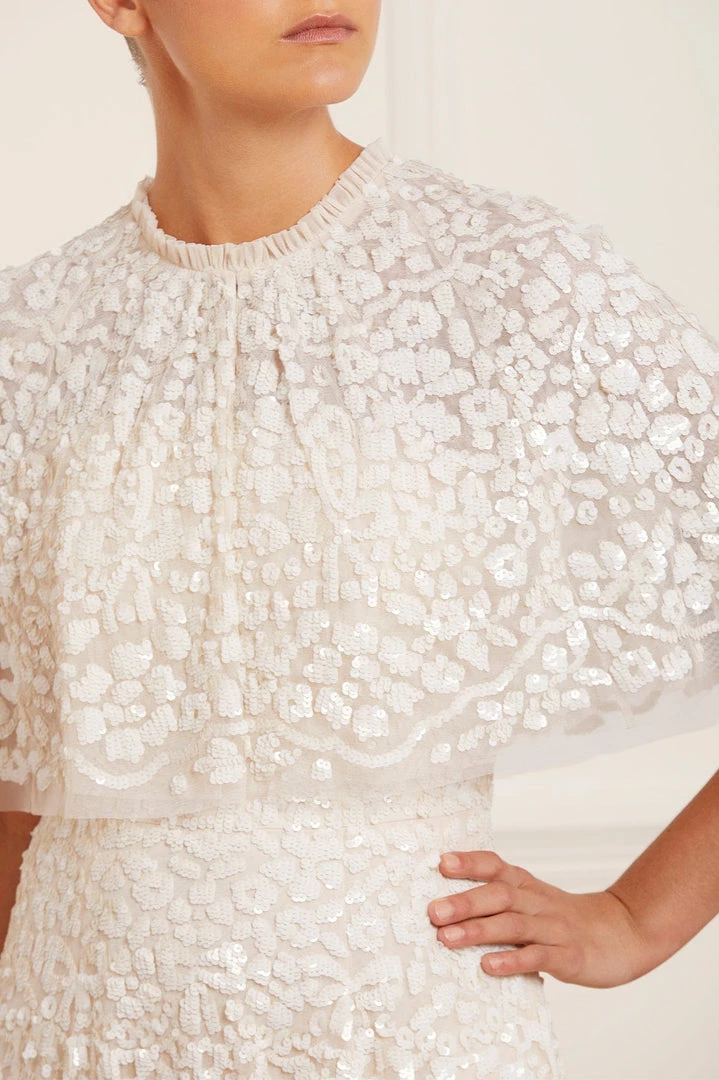 Needle & Thread Holding LTD Womenswear Filigree Lace Sequin Short Cape 3 Needle & Thread Holding LTD Womenswear Filigree Lace Sequin Short Cape