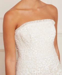 Needle & Thread Holding LTD Filigree Lace Sequin Strapless Ankle Gown