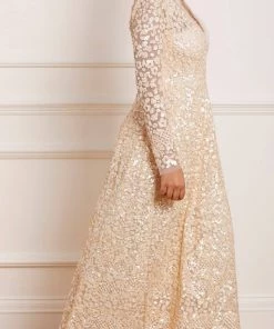 Needle & Thread Holding LTD Floral Daze Sequin V-Neck Ankle Gown